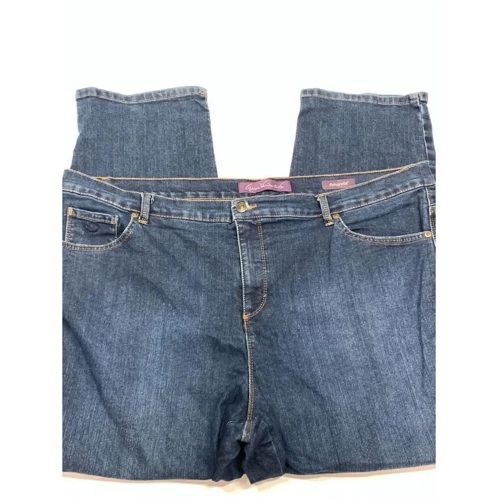 Gloria Vanderbilt Women's Five Pocket Denim Amanda High-Rise Jeans Blue Size 20W